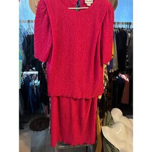 Vintage Riccardo Crinkle Textured Two-Piece Dress - Size 14.5, Made in USA